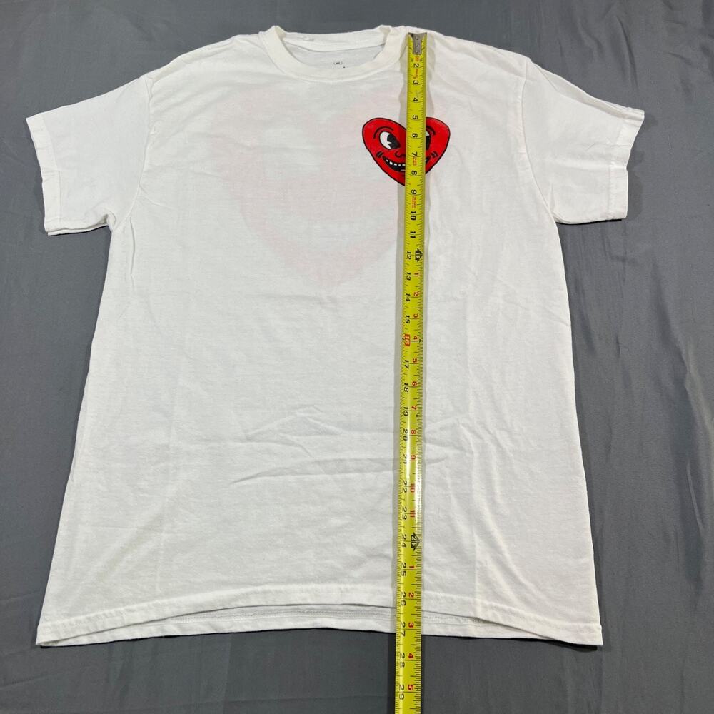 Keith Haring T Shirt Mens Medium White Graphic Heart Back Print Art Tee - Picture 5 of 7